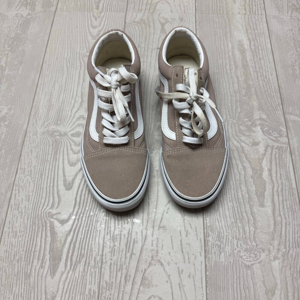 Vans Old Skool Shoes Tan Taupe White Suede Canvas Men 6 Women 7.5 Low Top